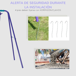 Juego de Columpios de Jardín de Metal con Altura Ajustable Columpios para Niños de +3 Años con Columpio Doble Balancín para Patio Terraza 280x140x176 cm Azul y Morado