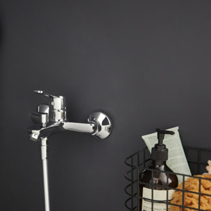 Mitigeur baignoire Aimé + pommeau de douche Metro + flexible de douche métal