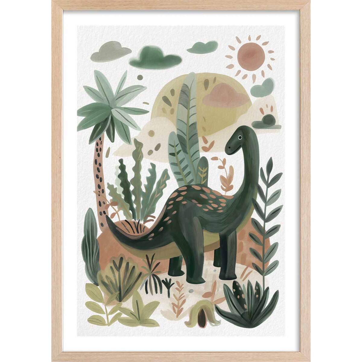 Affiche enfant le monde de coco dino  Affiche sous cadre bois