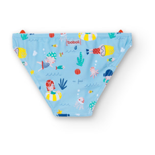 Braguita estampada niña, poliamida, azul claro