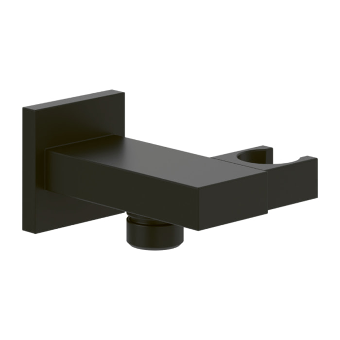 Support mural pour douchette avec raccordement Universal Showers rectangulaire noir mat