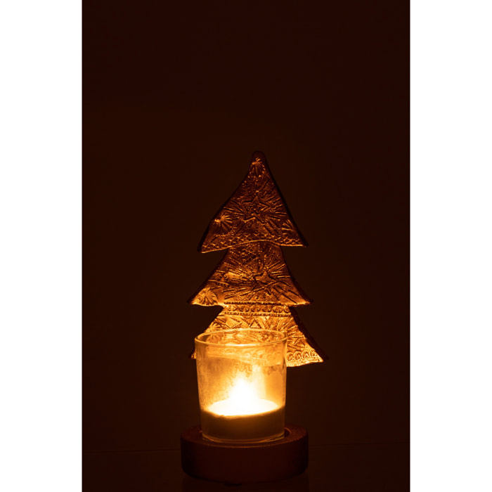 J-Line bougeoir Sapin de Noël - plastique - or