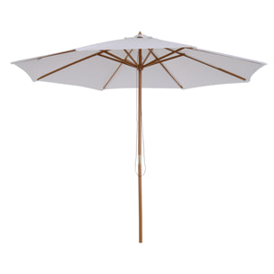 Parasol droit en bois polyester haute densité protection solaire Ø 3 x 2,5 m crème