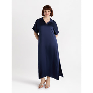 Fiorella Rubino - Vestito lungo con colletto in raso stretch - Blu