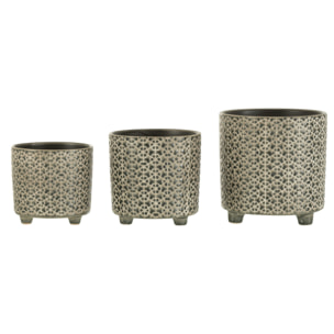 J-Line cache-pot Fleur - céramique - gris/bleu - Ø 16.5 cm