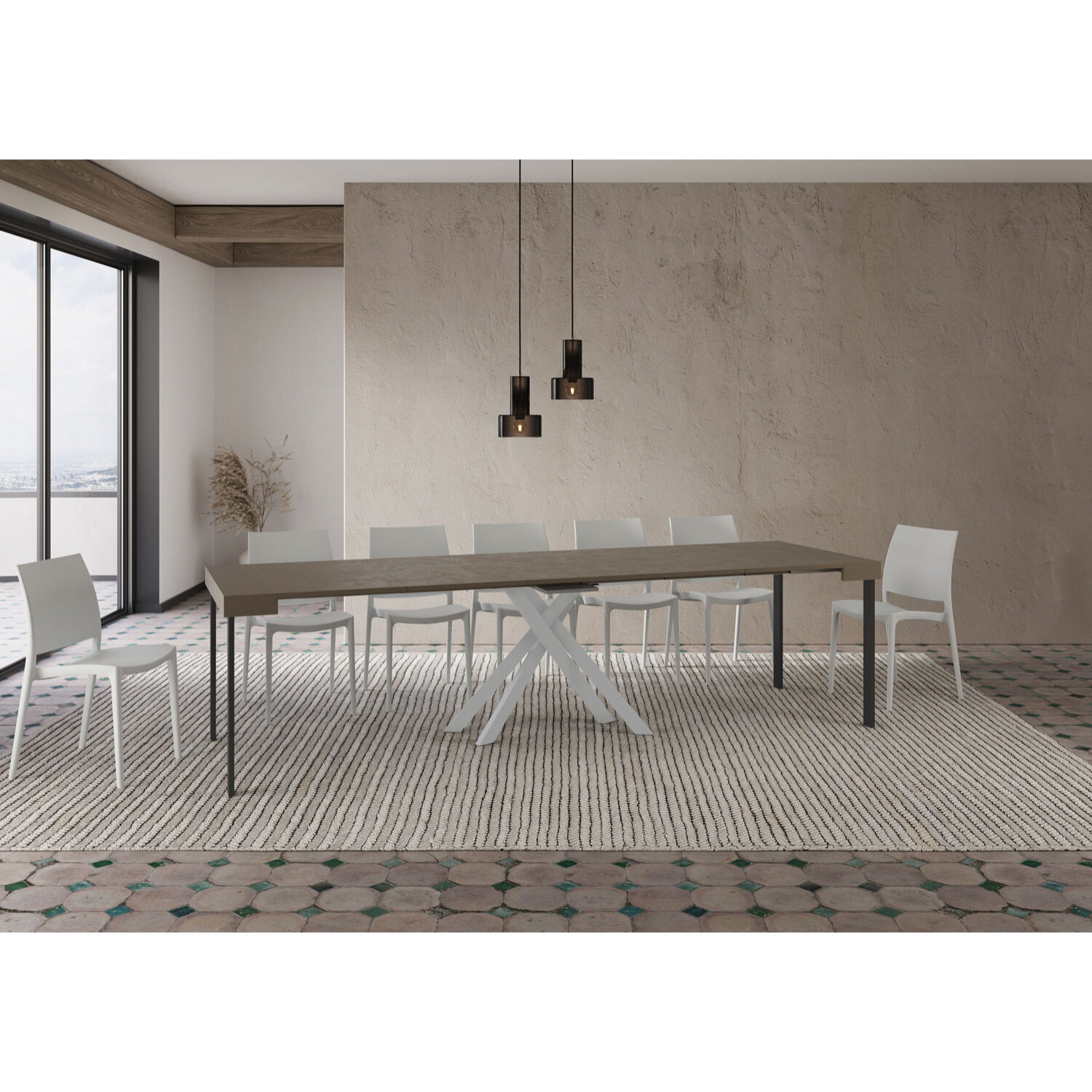 Consolle allungabile 90x40/300 cm Krack tortora gambe bianche