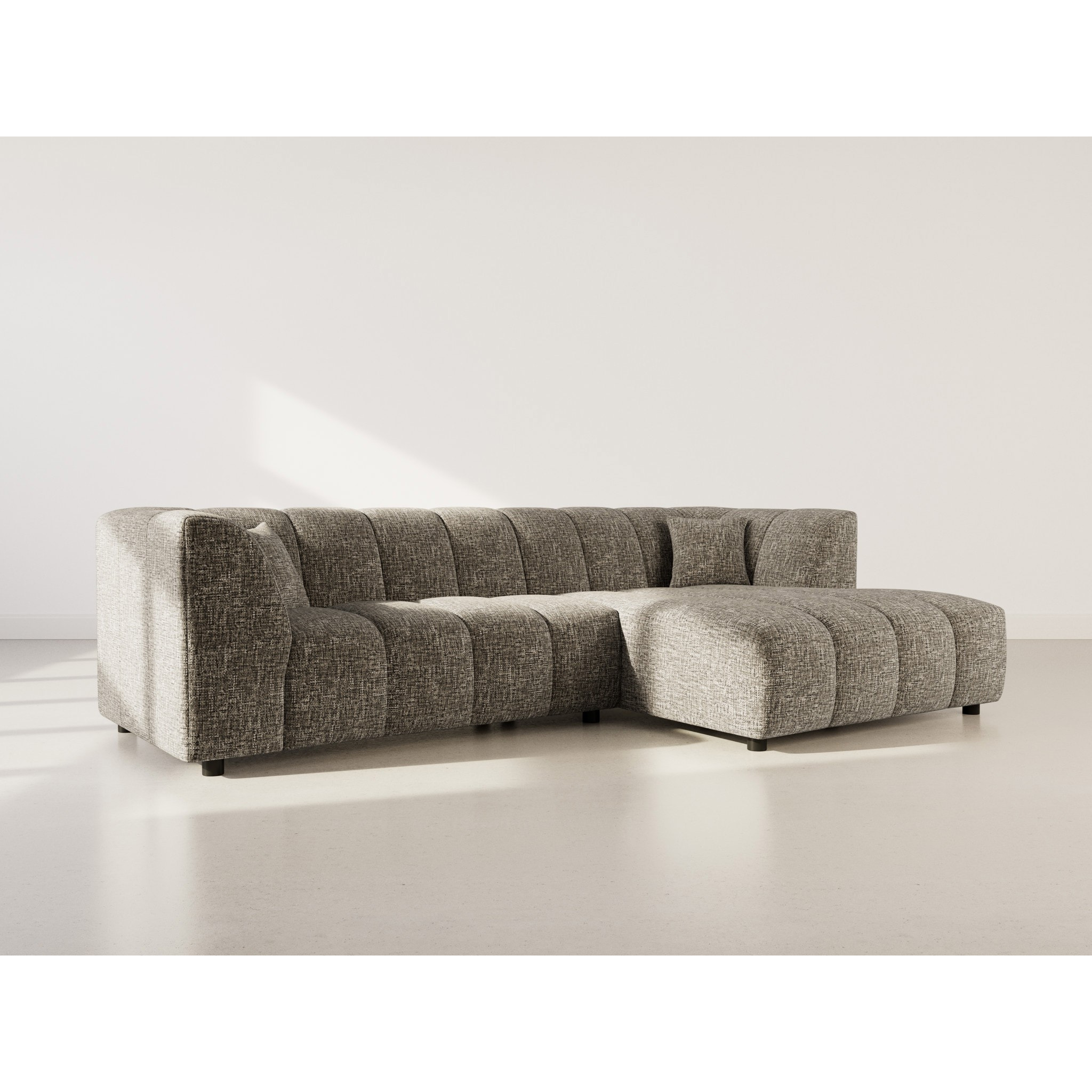 Curtis - canapé d'angle droit 4 places avec accoudoir en tissu texturé - Vert Olive