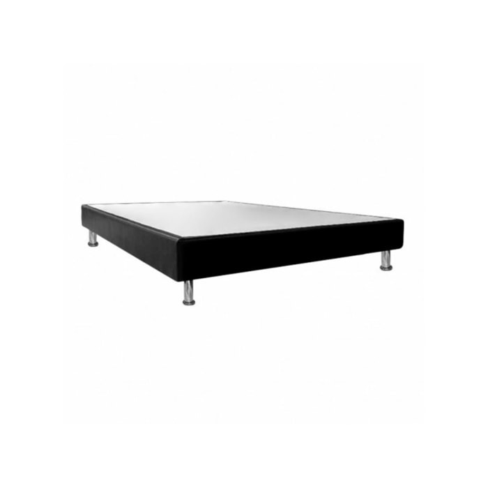 Sommier tapissier en kit bois massif et simili noir 90x190cm - LOIRE