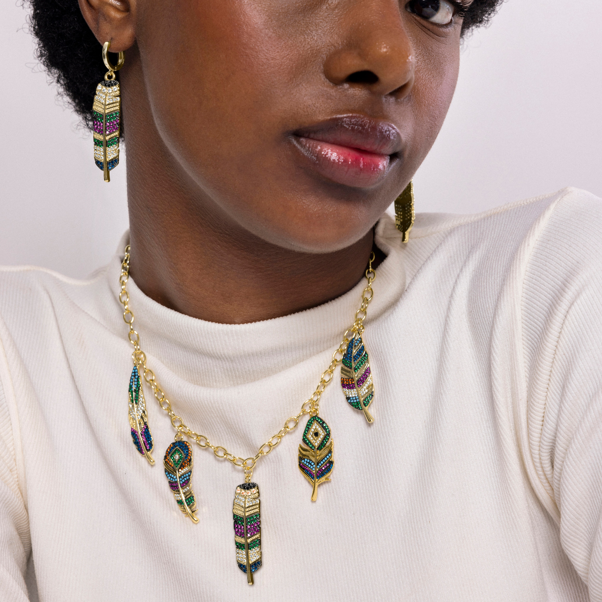 Collar de Circonita Multicolor acabado en oro amarillo de 18k