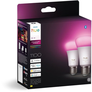 Ampoule LED connectée PHILIPS HUE E27 White&Color Ambiance pack de 2