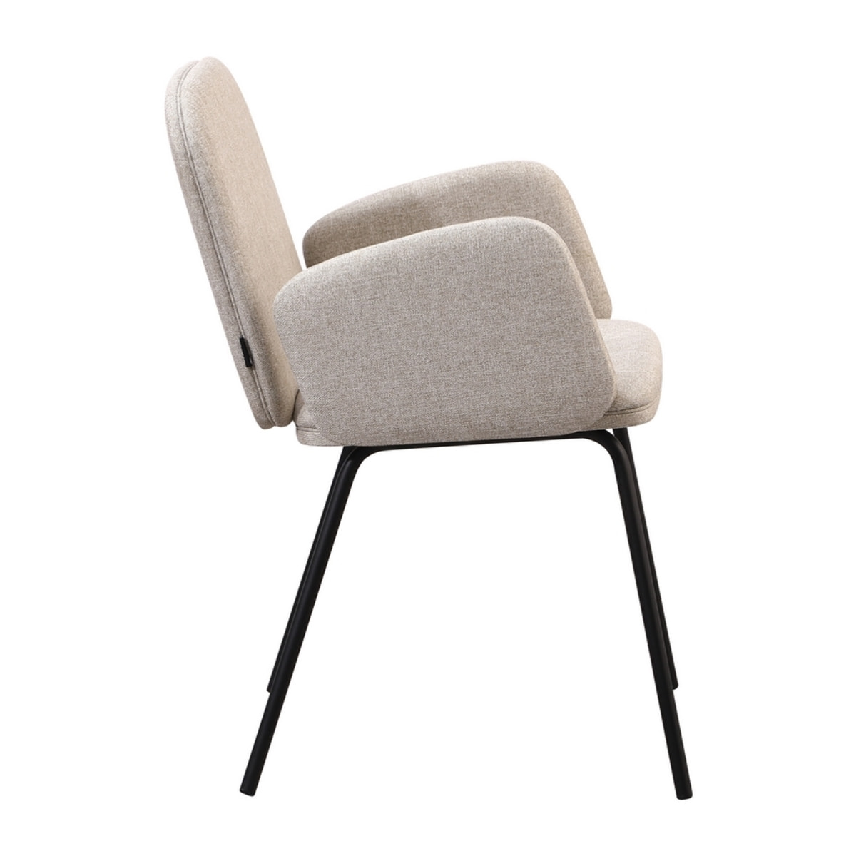 Set 2 sedie con braccioli in tessuto beige e gambe nere in metallo - Kendal