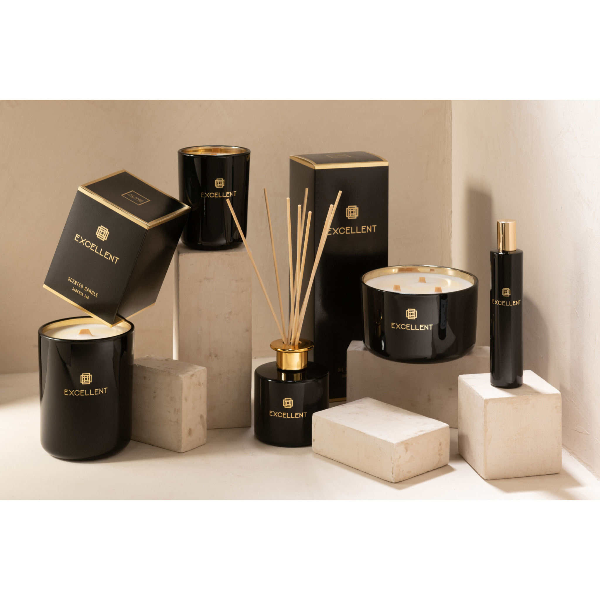 J-Line bougie parfumée Excellent - Siberia Fir - verre - noir - medium - 80H