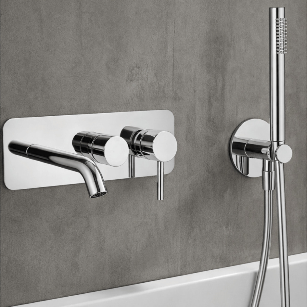 Mitigeur bain douche mécanique mural + douchette 1 jet + corps encastré PAINI Cox chromé