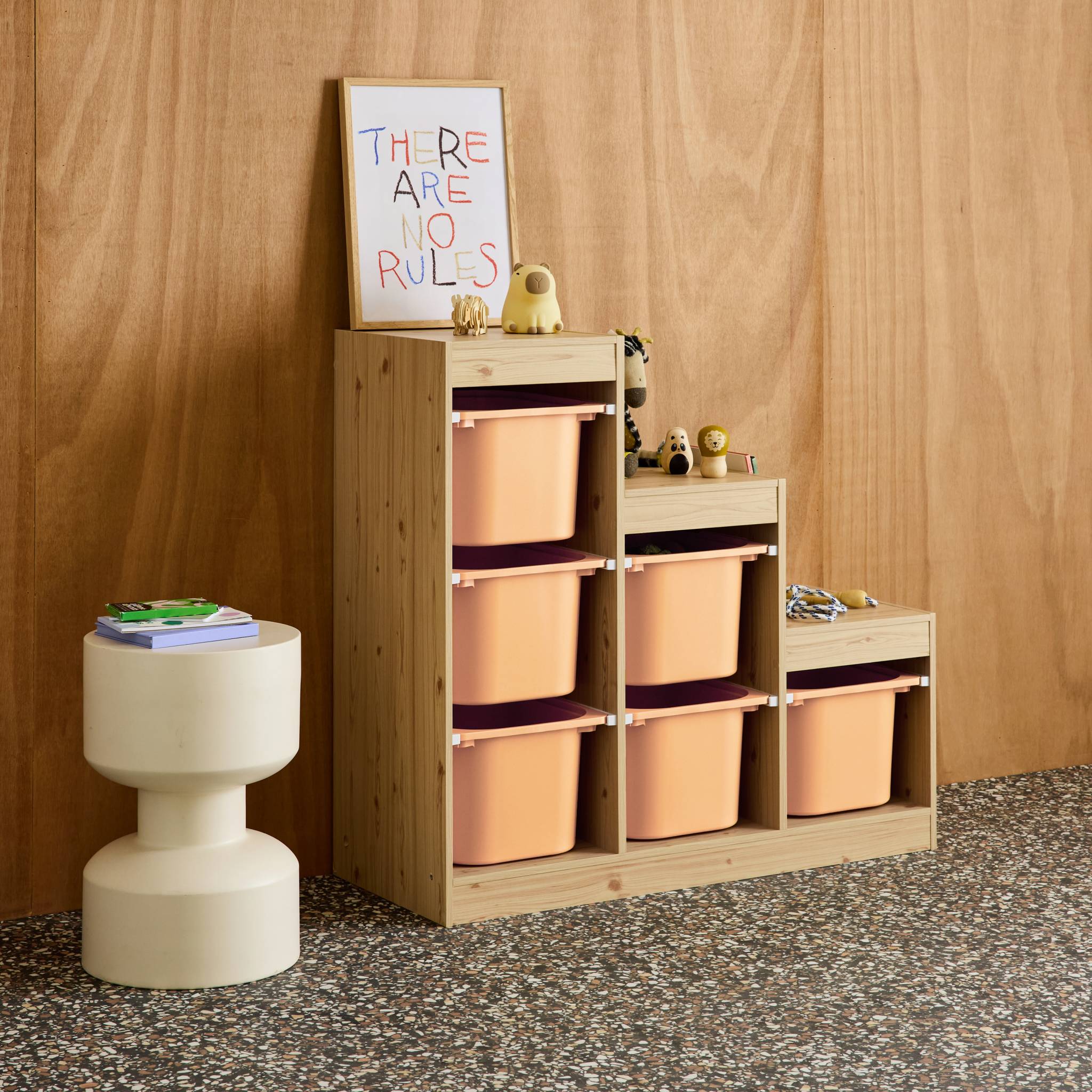 Meuble de rangement enfant escalier 6 bacs de rangement SORA