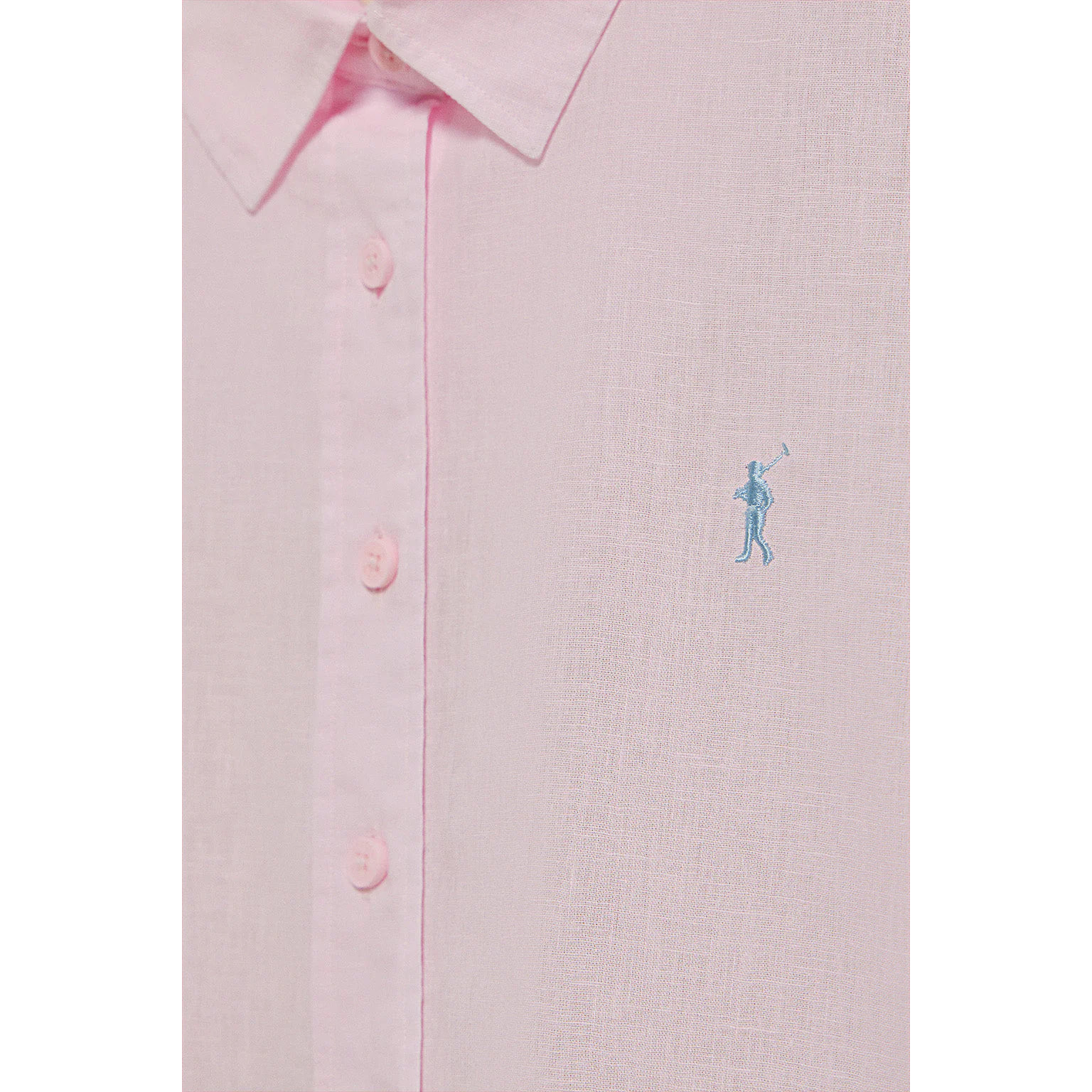 Camicia rosa regular fit in lino-cotone con ricamo Rigby Go