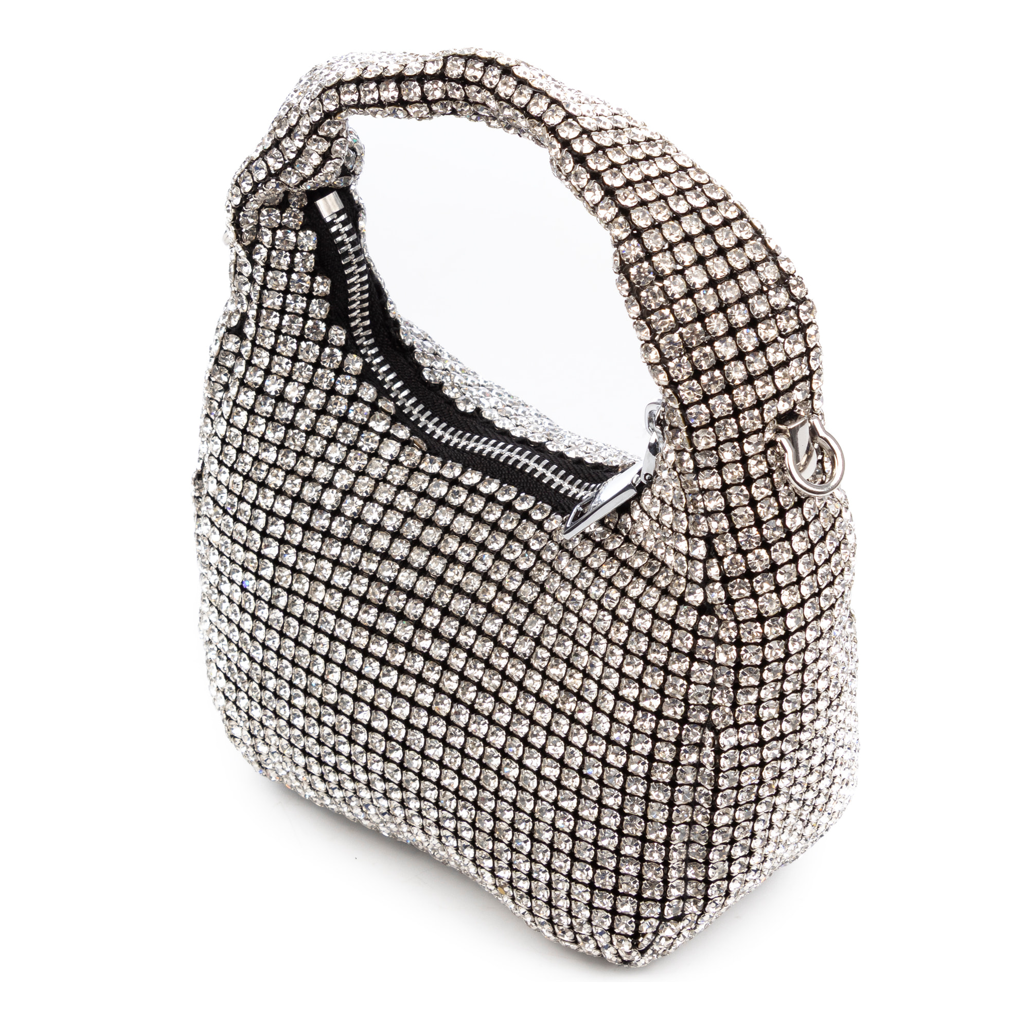 Baganza bolso de mano de fiesta con pedrería de circonitas grado 5A, diseño diamante efecto brillante.