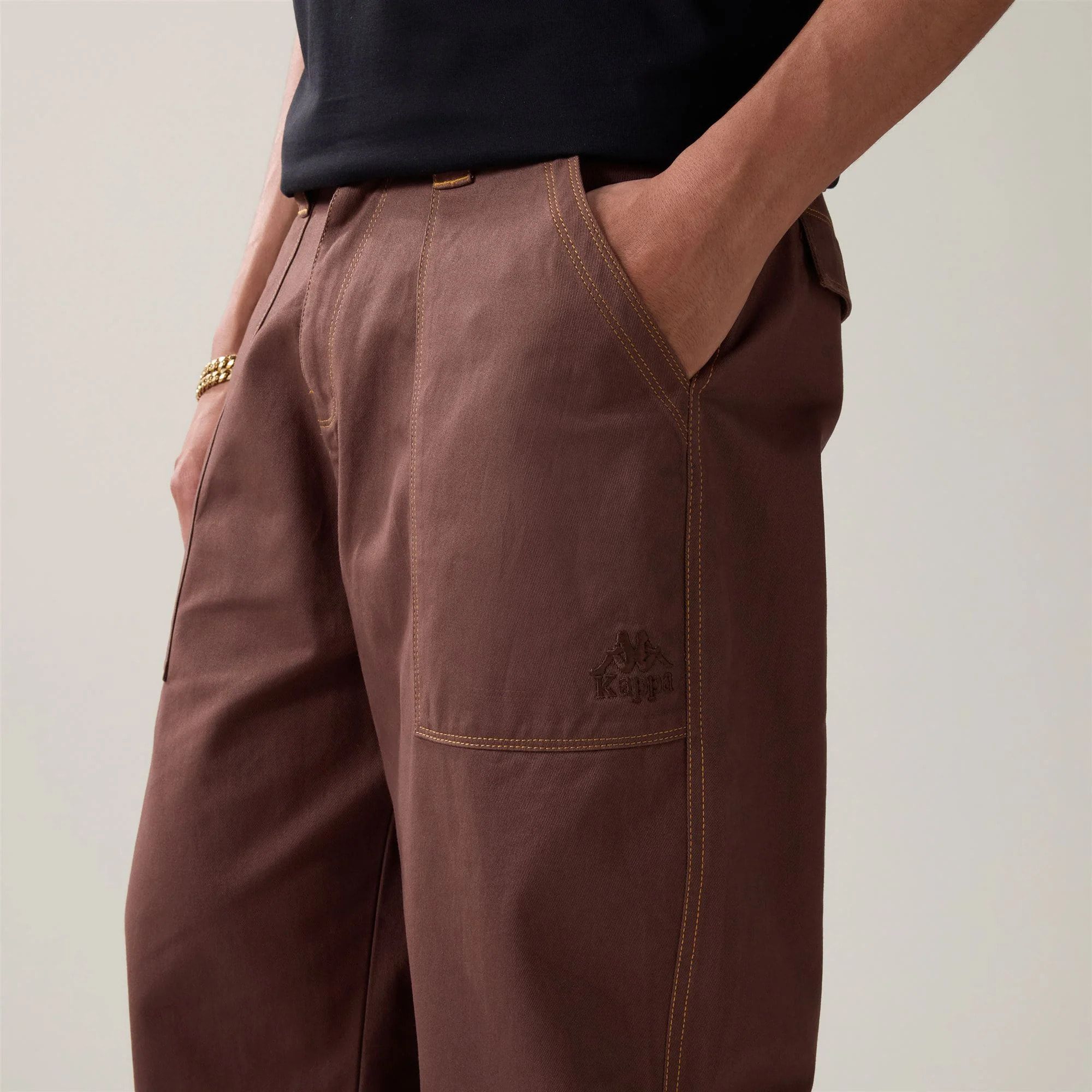Kappa - Pantaloni Uomo Marrone - Authentic Oliver