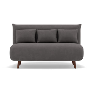 Lumi - Banquette convertible clic-clac 2 places en velours côtelé - Gris