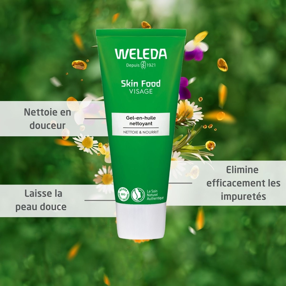 WELEDA - Skin Food Crème de Jour nourrissante + Crème de Nuit nourrissante + Gel-en-huile nettoyant - Pour les peaux sèches - Hydrate immédiatement et nourrit instantanément  - Natrue* - Vegan*** - 2x40 ml + 75ml