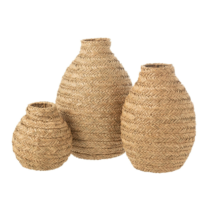 J-Line vase Tressé - jonc de mer - naturel - large - 60 cm de hauteur