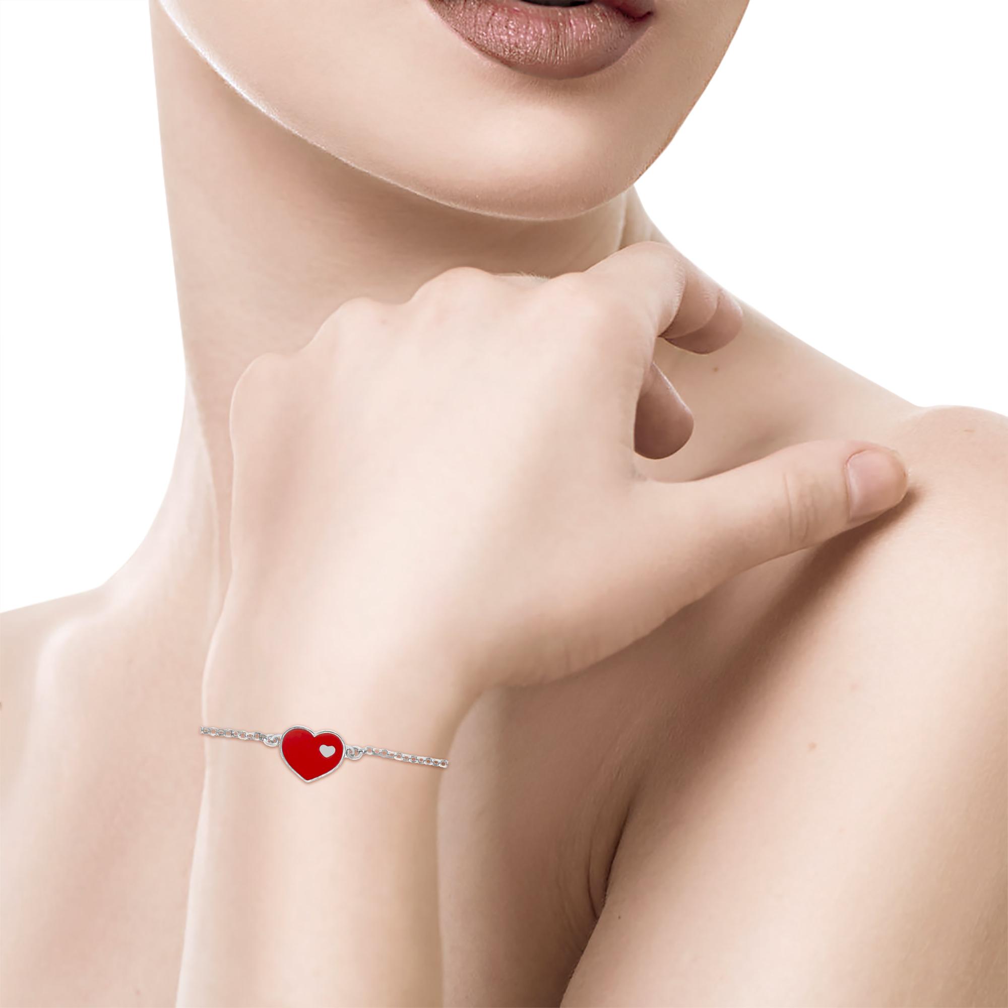 Bracciale in Argento 925 con cuore smaltato