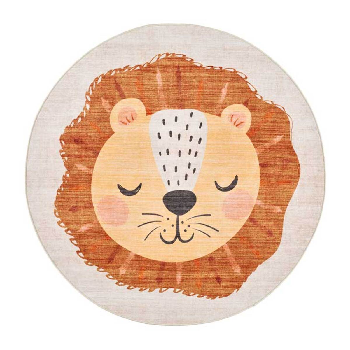 CANDY Alfombra redonda infantil lavable con leÃ³n caldera, 120Ã cm
