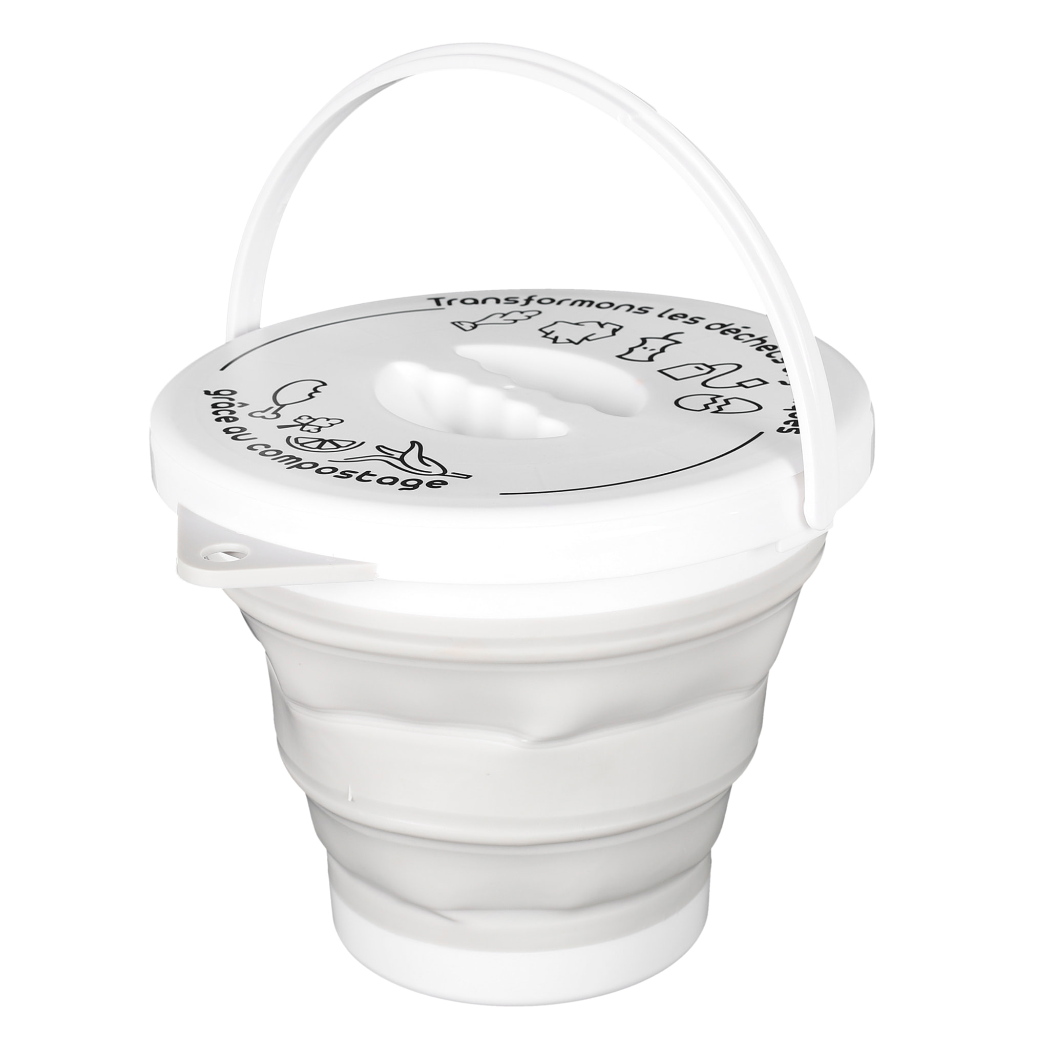 Seau A Compost Pliable Avec Anse Et Couvercle
