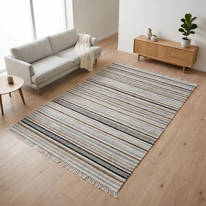 Tapis kilim fait à la main en laine motif géométrique RADA
