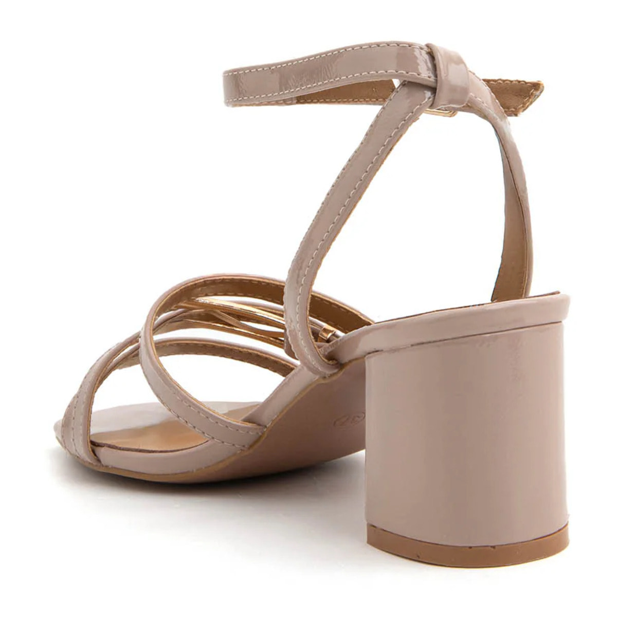 Sandalo glossy con fascette a incrocio - BEIGE