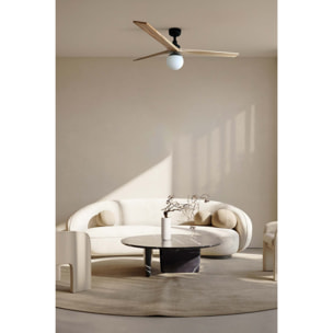 KLIM L Ventilatore a soffitto nero/legno querciaE27