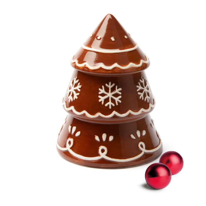 Biscottiera a Forma di Albero Excelsa- Wonderful Ginger, Ceramica Marrone