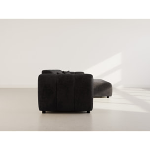 Curtis - canapé d'angle droit 4 places en simili - Noir