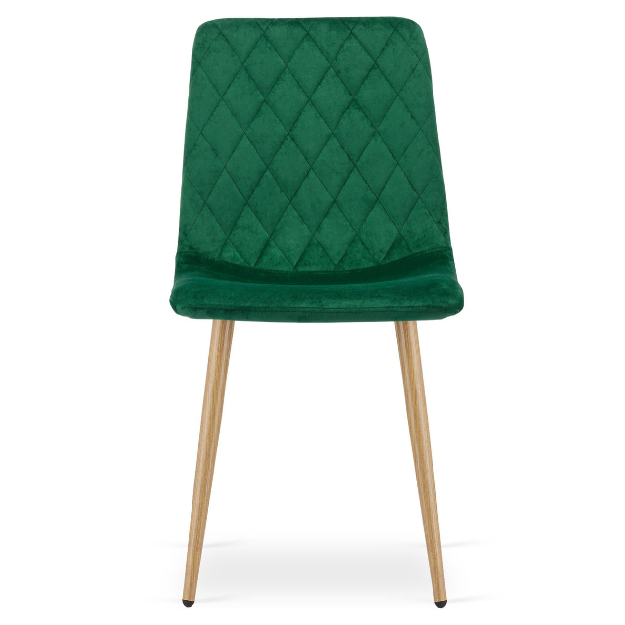 Sedia Turin in velluto verde scuro con gambe effetto legno
