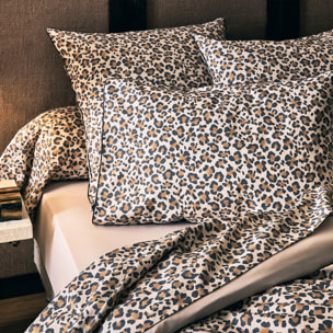 Drap plat percale de coton léopard - Beige