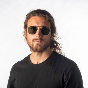 Gafas de sol PALO ALTO ATLANTA - Metal dorado / Plana verde