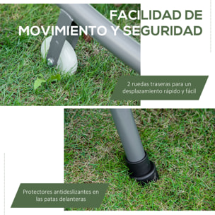 Tumbona Doble de Jardín con Toldo Ajustable Tumbona de Jardín Exterior con 2 Cojines para 2 Personas Tumbona de Piscina con 2 Ruedas 200x175x134 cm Gris
