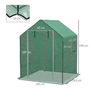 Cubierta de Invernadero 140x143x190 cm Cubierta de Repuesto de Invernadero con Ventana Puerta con Cremallera Anti-UV Protección de Plantas para Jardín Verde