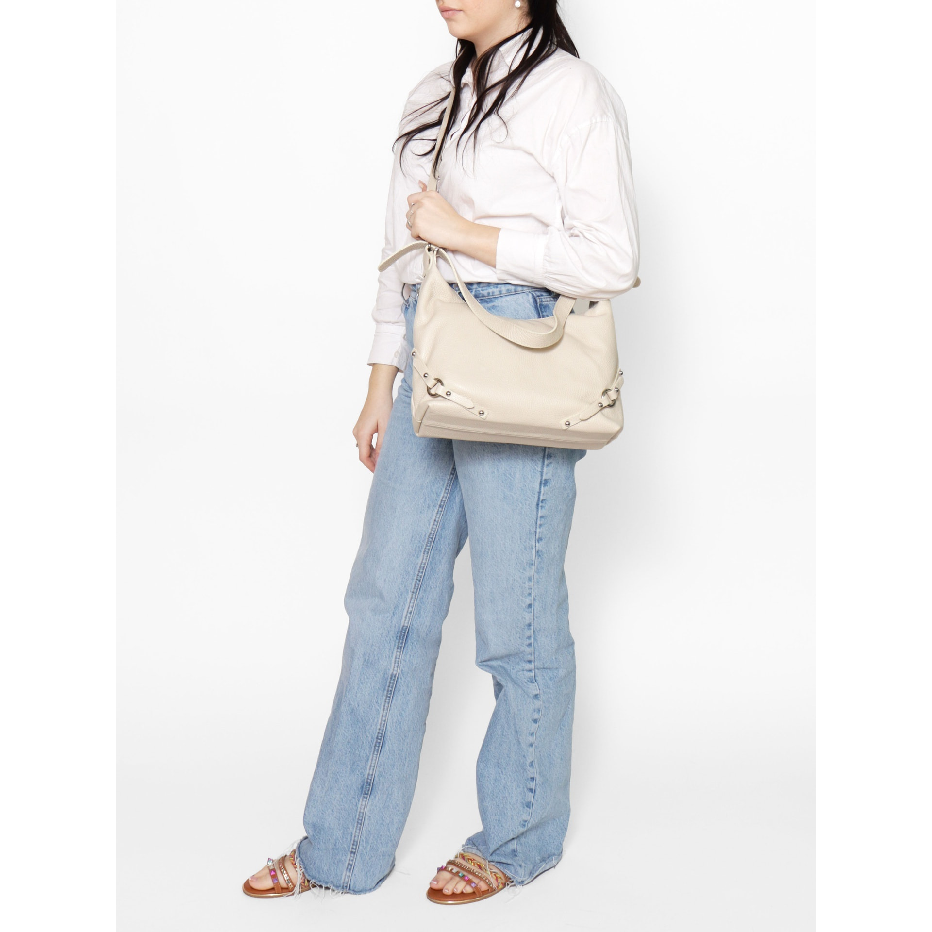 Borsa a spalla da donna - Modello Fiorenza Lux - Vera pelle - 30.0 x 30.0 x 9.0 cm