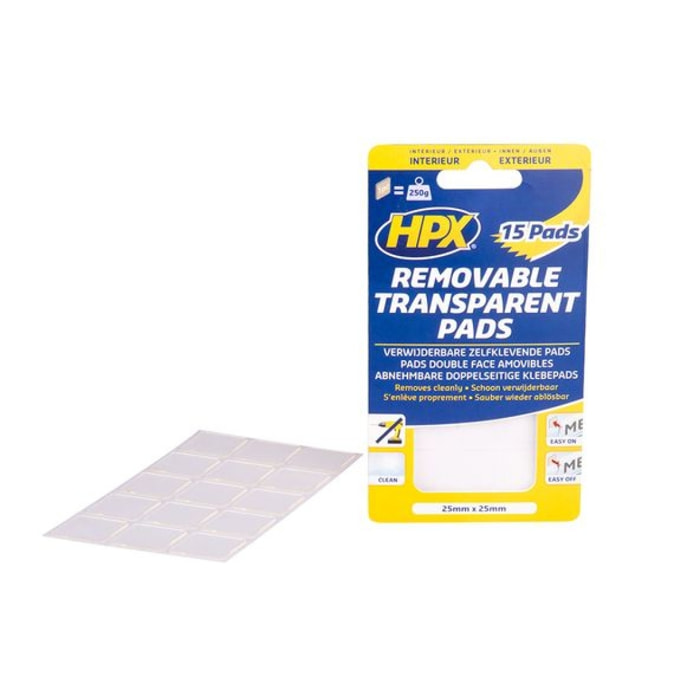 Pastilles auto-adhésives HPX transparentes enlevables sans résidu de colle - HT2525