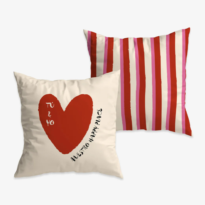Funda de cojín "Tú y yo. Nuestro happy place"