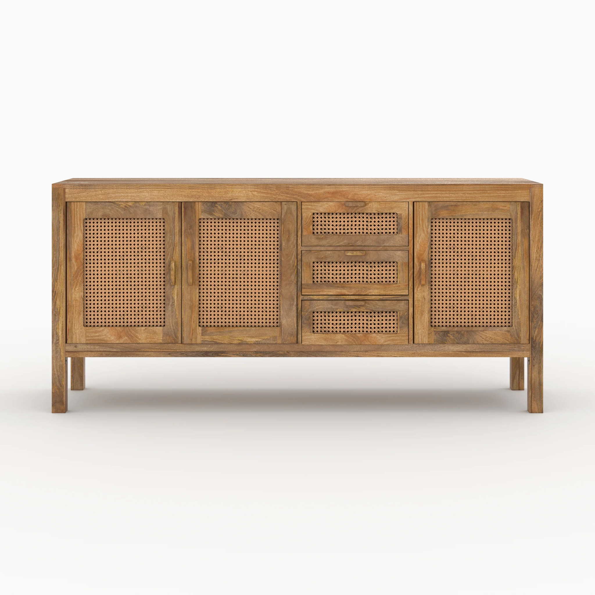 Buffet 3 portes et 3 tiroirs en cannage - Tiki