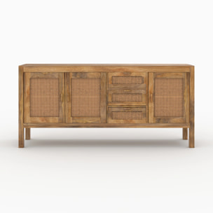 Buffet 3 portes et 3 tiroirs en cannage - Tiki