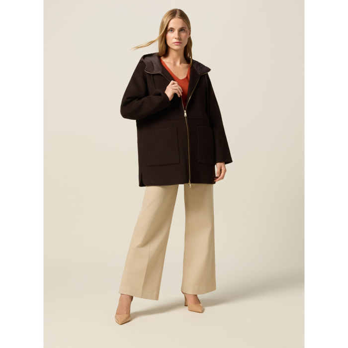 Oltre - Giubbotto parka con cappuccio imbottito - Marrone