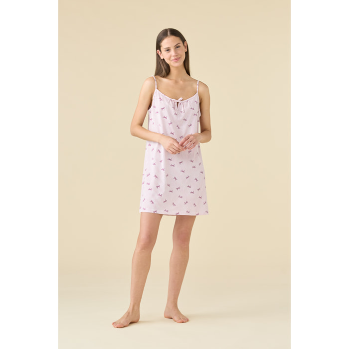 Camicia da notte donna estiva in cotone articolo pretty stripes. Noidinotte