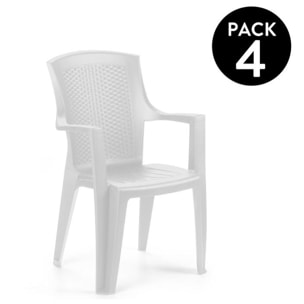 Pack 4 sillas de exterior Pacific Blanco