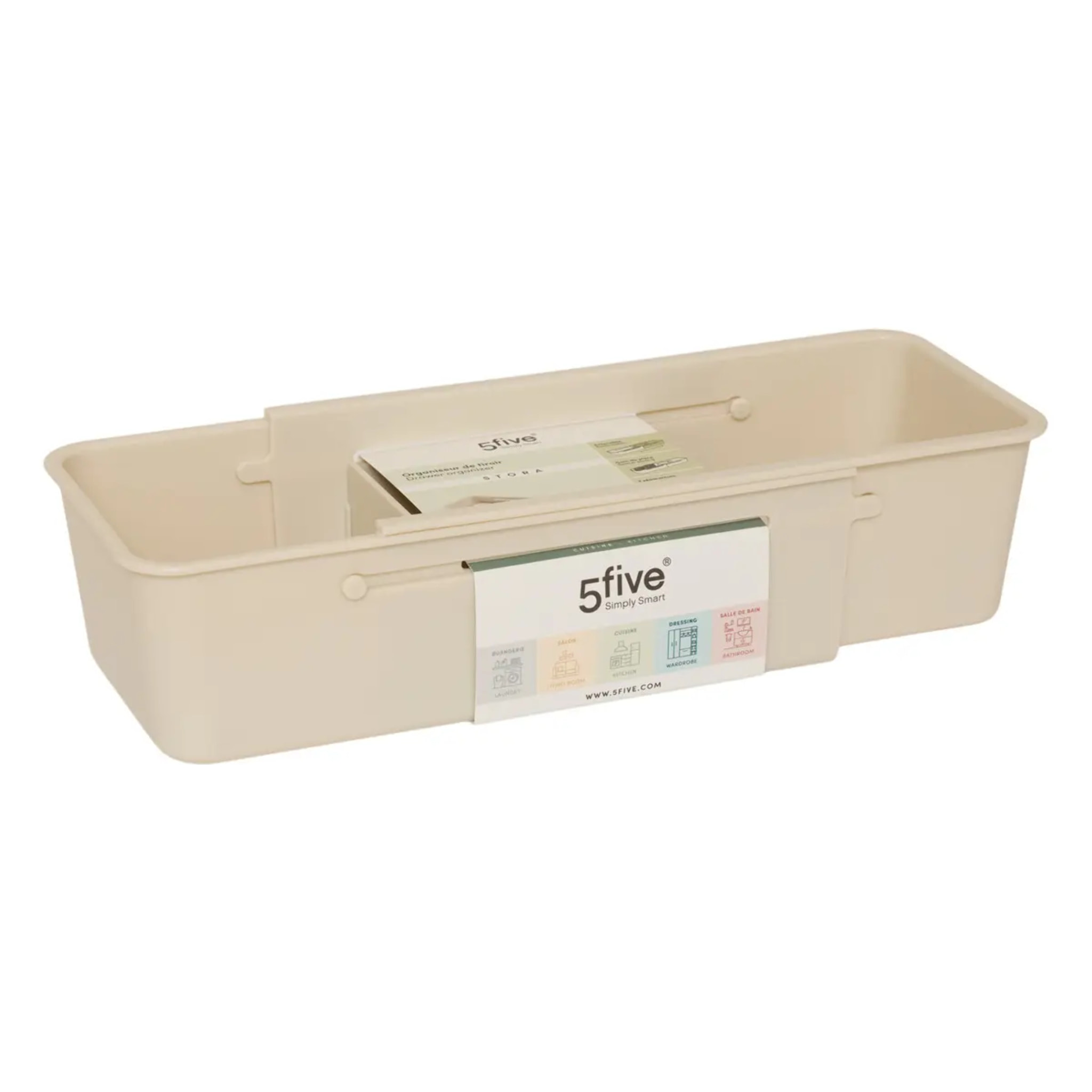 Organiseur de tiroir extensible Stora 10x38,5cm beige