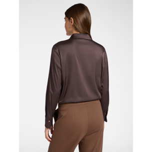 Elena Mirò - Camicia in raso stretch - Marrone