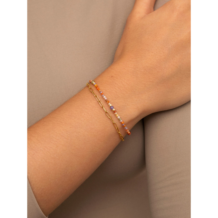 Pulsera Double Crystal Summer Acero Baño Oro