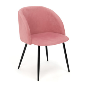 Chaises Nina velours rose pieds noirs - lot de 2