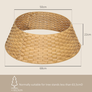 Falda para Árbol de Navidad Rústico, Diseño Tejido, Cubre Pie para Árbol de Navidad Desmontable para Fiestas, Decoración Navideña, Ø68x22 cm, Natural